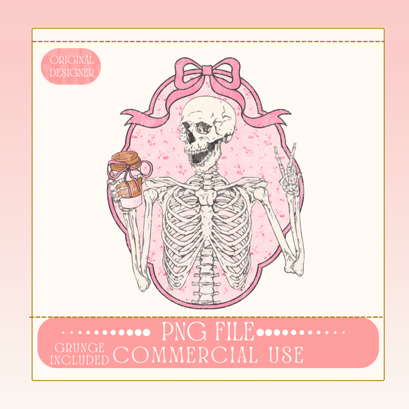 COQUETTE SKELETON FLORAL PNG